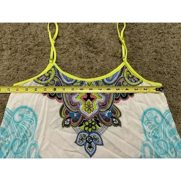 Women’s White Multicolor Paisley Printed Cami Tank Small Beach Vacation Comfy - Picture 6 of 6